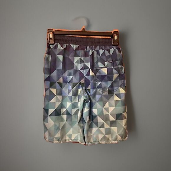 Kinnly Boy’s Swim Shorts Trunks Size 8 Blue Geometric Mesh Lined Elastic Waist - Picture 3 of 7